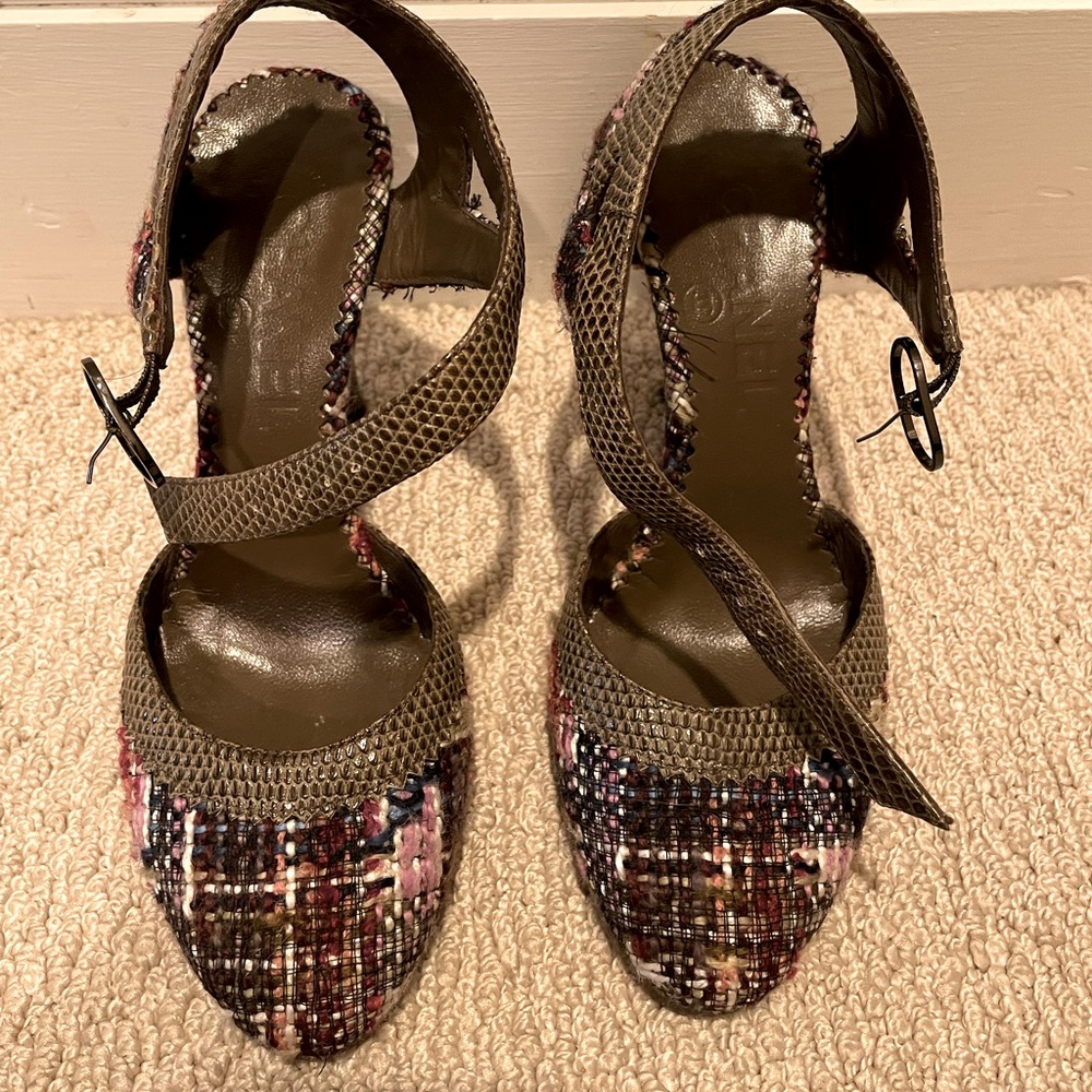 Chanel wool heels. GORGEOUS for Fall!
